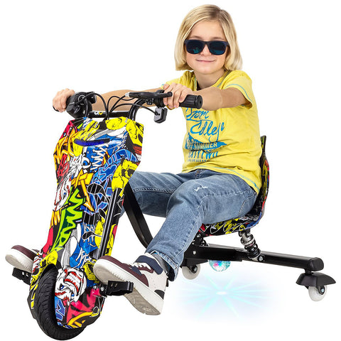 Scooter Drift Electric,Multicolor, Tricicleta electrica pentru drifturi 360, motor 250W, 15KM/H, 4400m